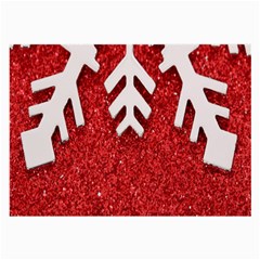 Macro Photo Of Snowflake On Red Glittery Paper Large Glasses Cloth (2-side) by Nexatart