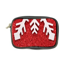 Macro Photo Of Snowflake On Red Glittery Paper Coin Purse by Nexatart