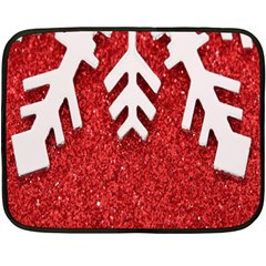 Macro Photo Of Snowflake On Red Glittery Paper Double Sided Fleece Blanket (mini)  by Nexatart