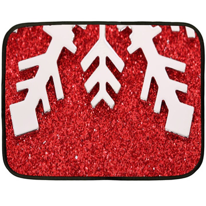 Macro Photo Of Snowflake On Red Glittery Paper Double Sided Fleece Blanket (Mini) 