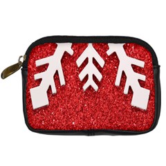 Macro Photo Of Snowflake On Red Glittery Paper Digital Camera Cases by Nexatart