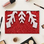 Macro Photo Of Snowflake On Red Glittery Paper Cosmetic Bag (Large)  Front