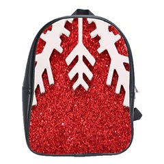 Macro Photo Of Snowflake On Red Glittery Paper School Bags(large)  by Nexatart