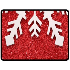 Macro Photo Of Snowflake On Red Glittery Paper Fleece Blanket (large)  by Nexatart