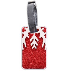 Macro Photo Of Snowflake On Red Glittery Paper Luggage Tags (one Side)  by Nexatart