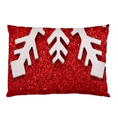 Macro Photo Of Snowflake On Red Glittery Paper Pillow Case (two Sides) by Nexatart