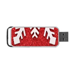 Macro Photo Of Snowflake On Red Glittery Paper Portable Usb Flash (two Sides) by Nexatart