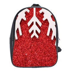 Macro Photo Of Snowflake On Red Glittery Paper School Bags (xl)  by Nexatart