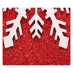 Macro Photo Of Snowflake On Red Glittery Paper Double Sided Flano Blanket (small)  by Nexatart