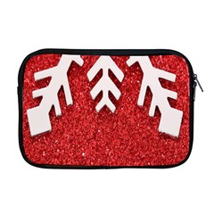 Macro Photo Of Snowflake On Red Glittery Paper Apple Macbook Pro 17  Zipper Case by Nexatart