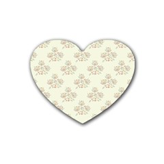 Seamless Floral Pattern Rubber Coaster (heart)  by TastefulDesigns