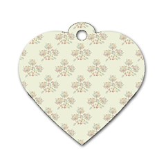 Seamless Floral Pattern Dog Tag Heart (one Side) by TastefulDesigns