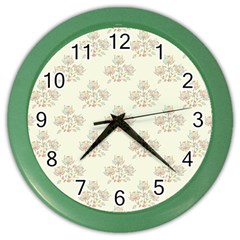 Seamless Floral Pattern Color Wall Clocks by TastefulDesigns