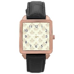 Seamless Floral Pattern Rose Gold Leather Watch  by TastefulDesigns