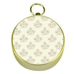 Seamless Floral Pattern Gold Compasses by TastefulDesigns