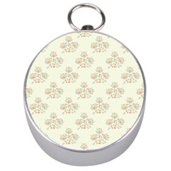 Seamless Floral Pattern Silver Compasses