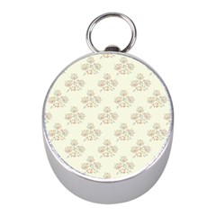 Seamless Floral Pattern Mini Silver Compasses by TastefulDesigns