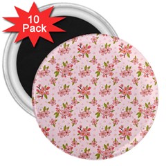 Beautiful Hand Drawn Flowers Pattern 3  Magnets (10 Pack)  by TastefulDesigns