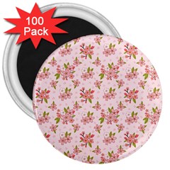 Beautiful Hand Drawn Flowers Pattern 3  Magnets (100 Pack) by TastefulDesigns