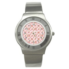 Beautiful Hand Drawn Flowers Pattern Stainless Steel Watch by TastefulDesigns