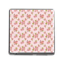 Beautiful Hand Drawn Flowers Pattern Memory Card Reader (square)