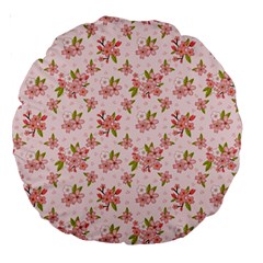 Beautiful Hand Drawn Flowers Pattern Large 18  Premium Round Cushions by TastefulDesigns