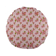 Beautiful Hand Drawn Flowers Pattern Standard 15  Premium Flano Round Cushions by TastefulDesigns