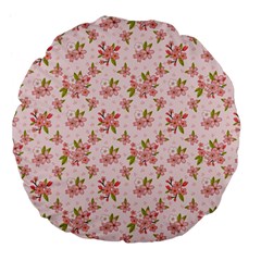 Beautiful Hand Drawn Flowers Pattern Large 18  Premium Flano Round Cushions by TastefulDesigns