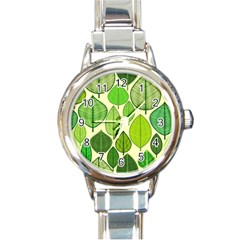 Leaves Pattern Design Round Italian Charm Watch