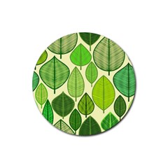 Leaves Pattern Design Rubber Coaster (round)  by TastefulDesigns