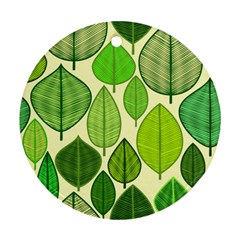 Leaves Pattern Design Round Ornament (two Sides) by TastefulDesigns