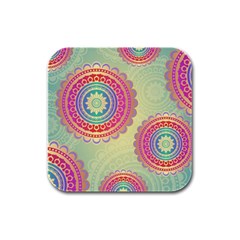 Abstract Geometric Wheels Pattern Rubber Square Coaster (4 Pack)  by LovelyDesigns4U