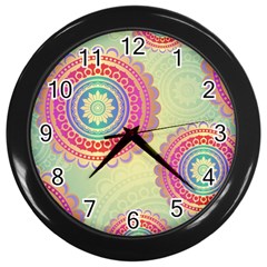 Abstract Geometric Wheels Pattern Wall Clocks (black) by LovelyDesigns4U