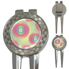 Abstract Geometric Wheels Pattern 3-in-1 Golf Divots