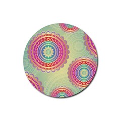 Abstract Geometric Wheels Pattern Rubber Coaster (round)  by LovelyDesigns4U