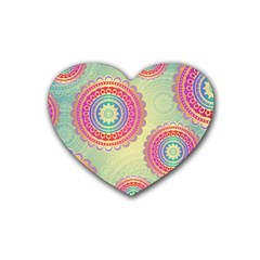 Abstract Geometric Wheels Pattern Rubber Coaster (heart) 