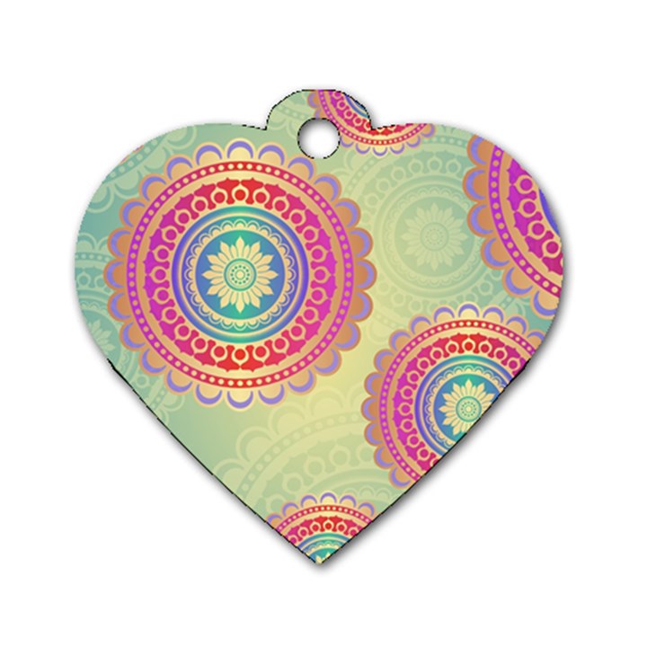 Abstract Geometric Wheels Pattern Dog Tag Heart (Two Sides)