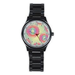 Abstract Geometric Wheels Pattern Stainless Steel Round Watch by LovelyDesigns4U