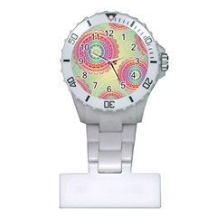 Abstract Geometric Wheels Pattern Plastic Nurses Watch by LovelyDesigns4U