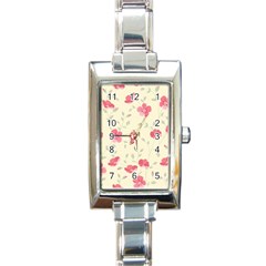 Seamless Flower Pattern Rectangle Italian Charm Watch by TastefulDesigns