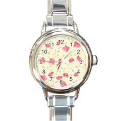 Seamless Flower Pattern Round Italian Charm Watch by TastefulDesigns