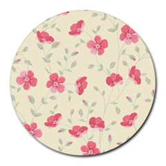 Seamless Flower Pattern Round Mousepads by TastefulDesigns