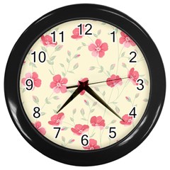 Seamless Flower Pattern Wall Clocks (black) by TastefulDesigns