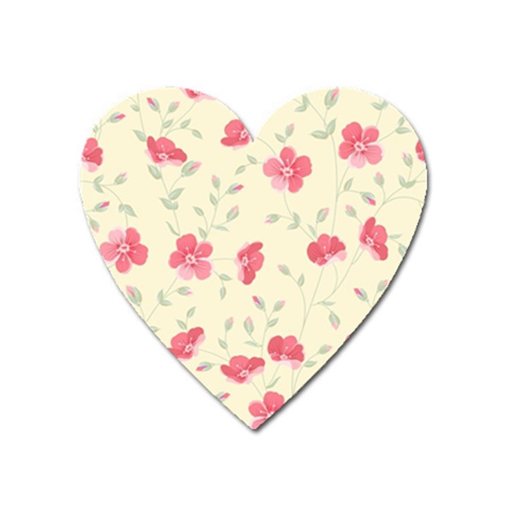 Seamless Flower Pattern Heart Magnet