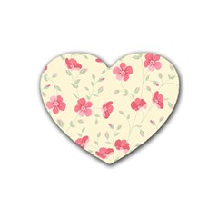 Seamless Flower Pattern Heart Coaster (4 Pack) 