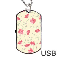 Seamless Flower Pattern Dog Tag Usb Flash (one Side) by TastefulDesigns