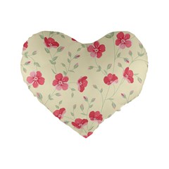 Seamless Flower Pattern Standard 16  Premium Flano Heart Shape Cushions by TastefulDesigns