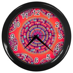 Pretty Floral Geometric Pattern Wall Clocks (black) by LovelyDesigns4U