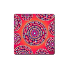 Pretty Floral Geometric Pattern Square Magnet by LovelyDesigns4U