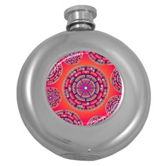 Pretty Floral Geometric Pattern Round Hip Flask (5 Oz) by LovelyDesigns4U